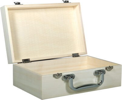 Rayher hobby materialen Houten koffer kistje - sluiting/deksel - 25 x 16 x 9 cm - Sieraden/spulletjes - opberg box Bruin