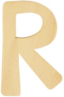Rayher hobby materialen Houten namen letter R 6 cm Beige