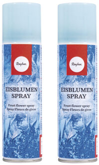 Rayher hobby materialen IJsbloemen sneeuwspray - 2x - busje 150 ml - raamspray - spuitbus - raamversiering