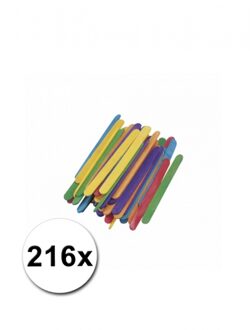 Rayher hobby materialen Ijslollie stokjes/ijsstokjes/knutselhoutjes - multi kleuren - 216x stuks - 11 x 1,1 cm