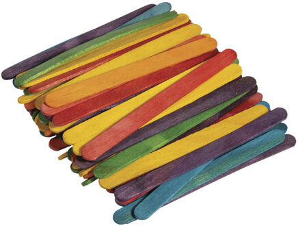 Rayher hobby materialen Ijslollie stokjes/ijsstokjes/knutselhoutjes - multi kleuren - 72x stuks - 11 x 1,1 cm
