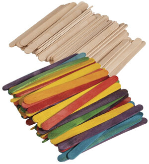 Rayher hobby materialen Knutselstokjes houtjes - 288x - houten ijsstokjes - mix kleuren - 11 cm - hobby artikelen