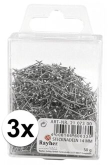 Rayher hobby materialen Kopspelden/steekspelden - 14 mm - zilver - 3000x stuks - hobby/ naaispelden