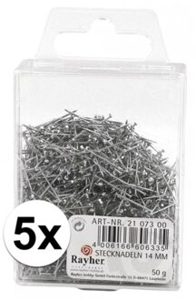 Rayher hobby materialen Kopspelden/steekspelden - 14 mm - zilver - 4000x stuks - hobby/ naaispelden