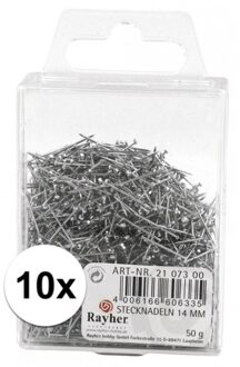 Rayher hobby materialen Kopspelden/steekspelden - 14 mm - zilver - 5000x stuks - hobby/ naaispelden
