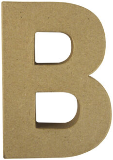 Rayher hobby materialen Letter B van papier mache onbeschilderd Beige