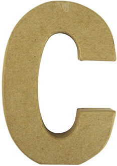 Rayher hobby materialen Letter C van papier mache onbeschilderd Beige