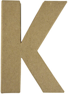 Rayher hobby materialen Letter K van papier mache onbeschilderd Beige