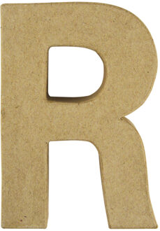 Rayher hobby materialen Letter R van papier mache onbeschilderd Beige