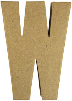 Rayher hobby materialen Letter W van papier mache onbeschilderd Beige
