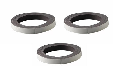 Rayher hobby materialen Magneetband - 3x - op rol - 2 meter x 12 mm - zwart - Magneetstrip