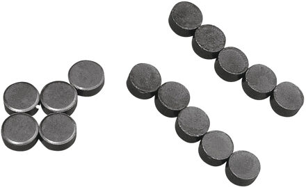 Rayher hobby materialen Magneten rond - zelfklevend - grijs - 15x stuks - 8 x 4 en 13 x 5 mm - Hobby artikelen