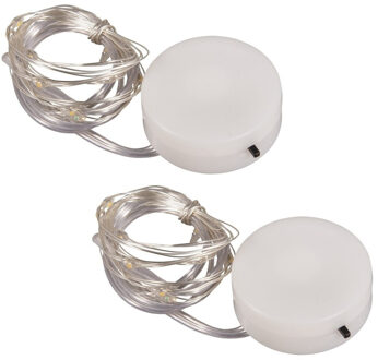 Rayher hobby materialen Micro lichtsnoer - 2x - 10 led lampjes - warm wit - 120 cm - kerstlampjes