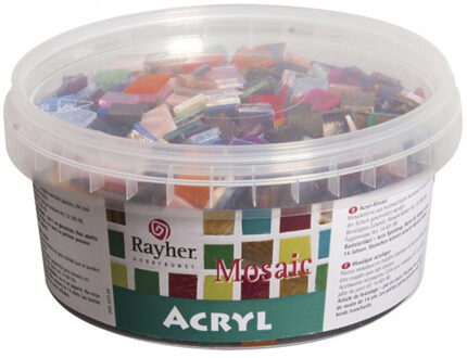 Rayher hobby materialen Mozaiek steentjes - diverse kleuren - 1270x stuks - 1 x 1 cm formaat - hobby - Mozaiektegel Multikleur