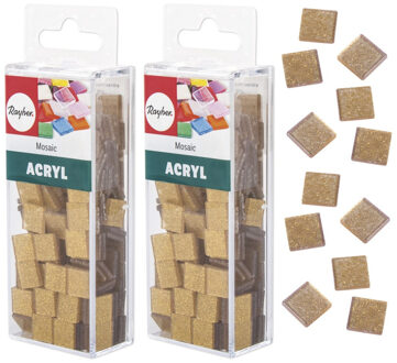 Rayher hobby materialen Mozaiek steentjes/tegeltjes - 410x stuks - goud - 1 x 1 cm - Mozaieken maken - Kunststof