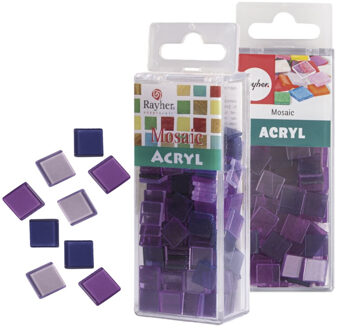 Rayher hobby materialen Mozaiek steentjes/tegeltjes - 410x stuks - paars - 1 x 1 cm - Mozaieken maken - Kunststof