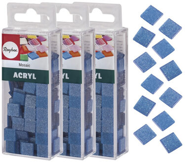 Rayher hobby materialen Mozaiek steentjes/tegeltjes - 615x stuks - blauw - 1 x 1 cm - Mozaieken maken - Kunststof
