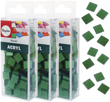 Rayher hobby materialen Mozaiek steentjes/tegeltjes - 615x stuks - groen - 1 x 1 cm - Mozaieken maken - Kunststof