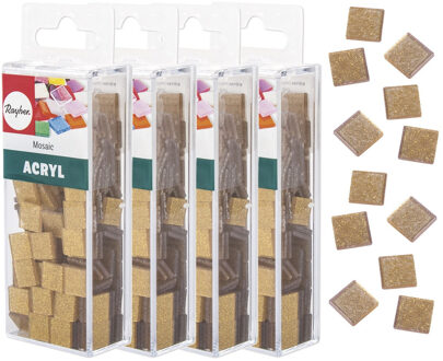 Rayher hobby materialen Mozaiek steentjes/tegeltjes - 820x stuks - goud - 1 x 1 cm - Mozaieken maken - Kunststof