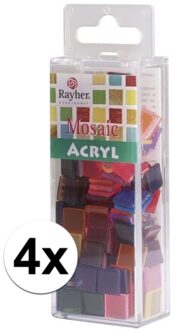 Rayher hobby materialen Mozaiek steentjes/tegeltjes - 820x stuks - kleuren mix - 1 x 1 cm - Mozaieken maken - Kunststof
