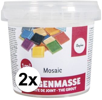 Rayher hobby materialen Mozaiek steentjes voegmiddel - 2x - kleur wit - 500 gram - mozaieken - 1 m2 - hobby/knutsel