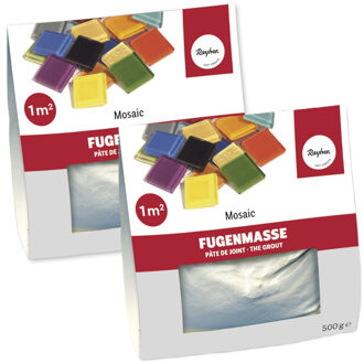 Rayher hobby materialen Mozaiek steentjes voegmiddel - 2x - wit - zak van 500 grams - hobby artikelen