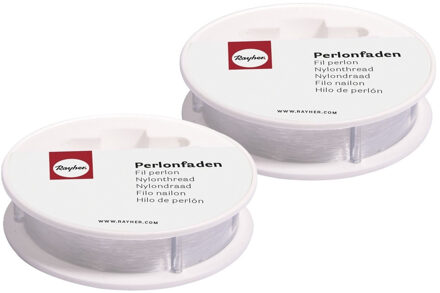 Rayher hobby materialen Nylon draad - 2x - wit - 0,15 mm - 50 m - hobby draad - sieraden maken - knutselen