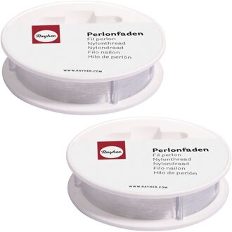 Rayher hobby materialen Nylon draad - 2x - wit - 0,7 mm - 25 m - hobby draad - sieraden maken - knutselen