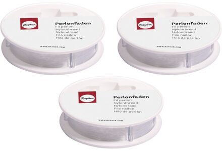 Rayher hobby materialen Nylon draad - 3x - wit - 0,7 mm - 25 m - hobby draad - sieraden maken - knutselen
