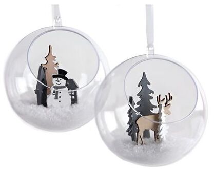 Rayher hobby materialen Open kerstballen om te vullen 8 cm - 2x stuks - Kerstbal Transparant