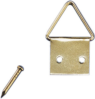 Rayher hobby materialen Ophangsysteem - 10x stuks - schildersdoeken haakjes - 14 mm - messing - schilderijhaakjes