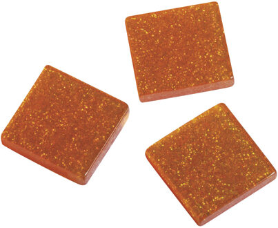Rayher hobby materialen Oranje glitter mozaiek steentjes in doosje