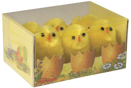 Rayher hobby materialen Paaskuikentjes 3,5 cm 6x stuks - feestartikelen en versiering