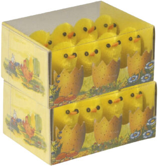 Rayher hobby materialen Paaskuikentjes - geel - mini - 3 cm - 16x stuks - Paasversiering / Pasen decoraties - kuikens