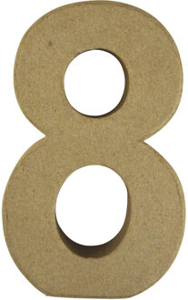 Rayher hobby materialen Papier mache 3D hobby knutsel cijfer 8 van 15 x 9 x 3 cm Beige