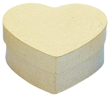 Rayher hobby materialen Papier mache doosje in hartjes vorm - 10 x 10 cm - Hobby/knutselen opslag bedankt doosje Beige