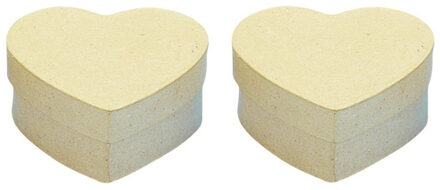 Rayher hobby materialen Papier mache doosje in hartjes vorm - 6x stuks - 10 x 10 cm - Hobby/knutselen opslag bedankt doosje