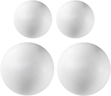 Rayher hobby materialen Piepschuim ballen - 4x stuks - Dia 10 en 15 cm - vormen en figuren - Bollen