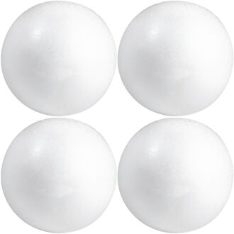 Rayher hobby materialen Piepschuim bol/bal - 4x - wit - D3 cm - styropor - hobby figuren - DIY - knutselen