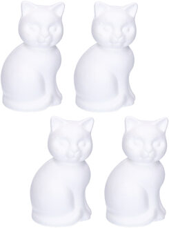 Rayher hobby materialen Piepschuim dieren vormen - 4x - poes/kat - wit - 23 cm