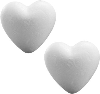 Rayher hobby materialen Piepschuim hobby vorm - 2x - hart - 15 cm - DIY knutsel figuren Wit