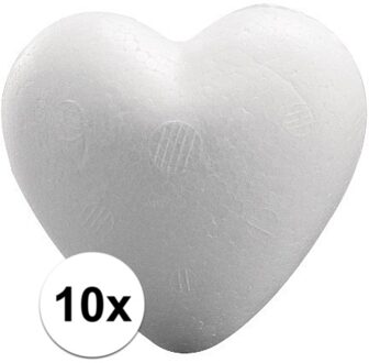 Rayher hobby materialen Piepschuim hobby vormen hartje - 10x - wit - van 12 cm - knutselen figuren
