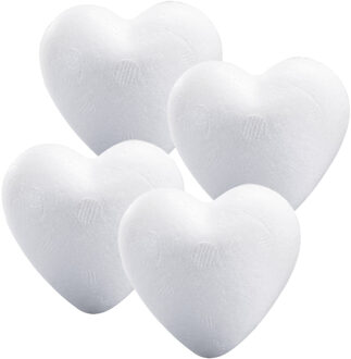 Rayher hobby materialen Piepschuim hobby vormen hartje - 4x - wit - van 12 cm - knutselen figuren