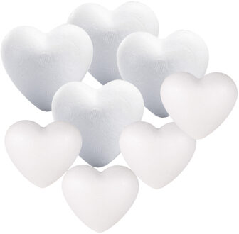 Rayher hobby materialen Piepschuim hobby vormen hartjes pakket - 8x stuks - in 2 maten - knutselen figuren