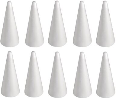 Rayher hobby materialen Piepschuim kegel - 10x - wit - H28 cm - styropor vormen - Hobby/DIY - knutselmateriaal