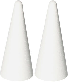Rayher hobby materialen Piepschuim kegel - 2x - wit - H21 cm - styropor vormen - Hobby/diy - knutselmateriaal