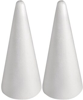 Rayher hobby materialen Piepschuim kegel - 2x - wit - H28 cm - styropor vormen - Hobby/DIY - knutselmateriaal