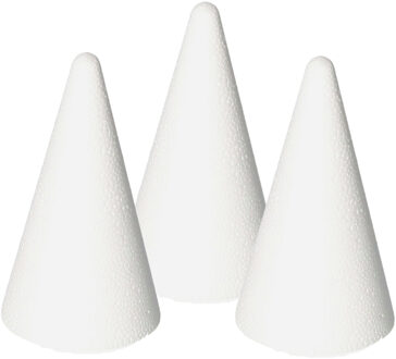 Rayher hobby materialen Piepschuim kegel - 3x - wit - H12 cm - styropor vormen - Hobby/diy - knutselmateriaal