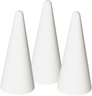 Rayher hobby materialen Piepschuim kegel - 3x - wit - H21 cm - styropor vormen - Hobby/diy - knutselmateriaal