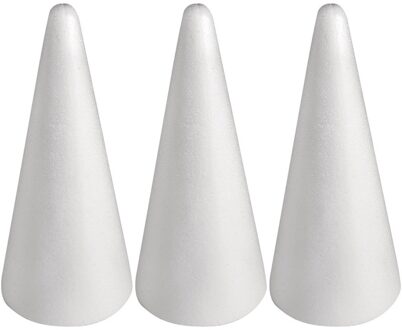 Rayher hobby materialen Piepschuim kegel - 3x - wit - H28 cm - styropor vormen - Hobby/diy - knutselmateriaal